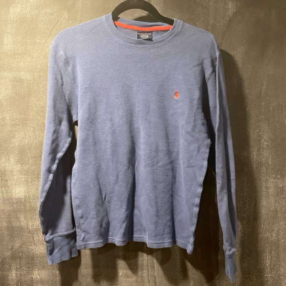 Polo Ralph Lauren Classic Blue Long Sleeve waffle thermal Tee - Picture 1 of 4